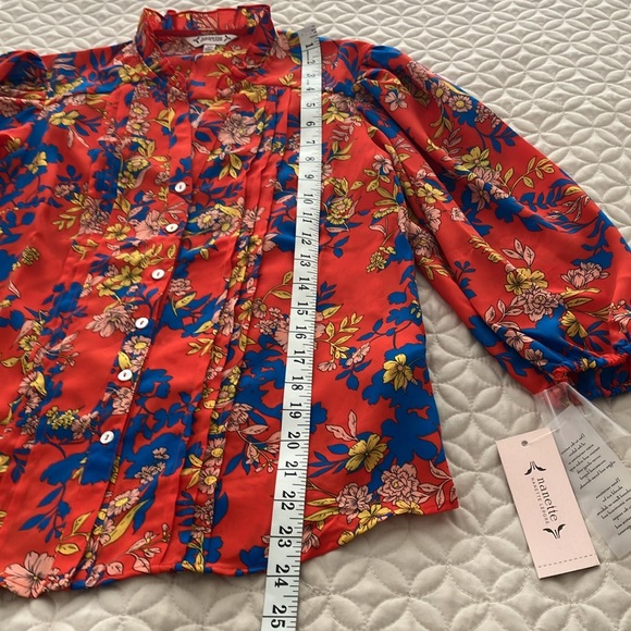 Nanette Lepore red multicolor floral blouse Size XS feels like medium size - Picture 10 of 16